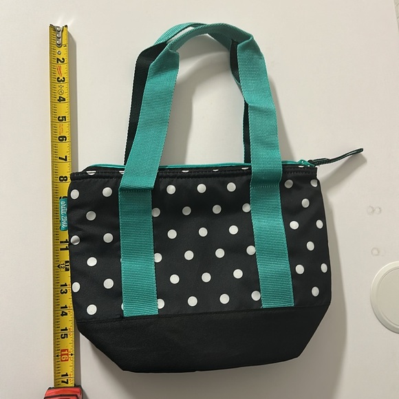 3/$20 Polka Dot lunch Tote Bag - Black and Teal - Picture 10 of 10